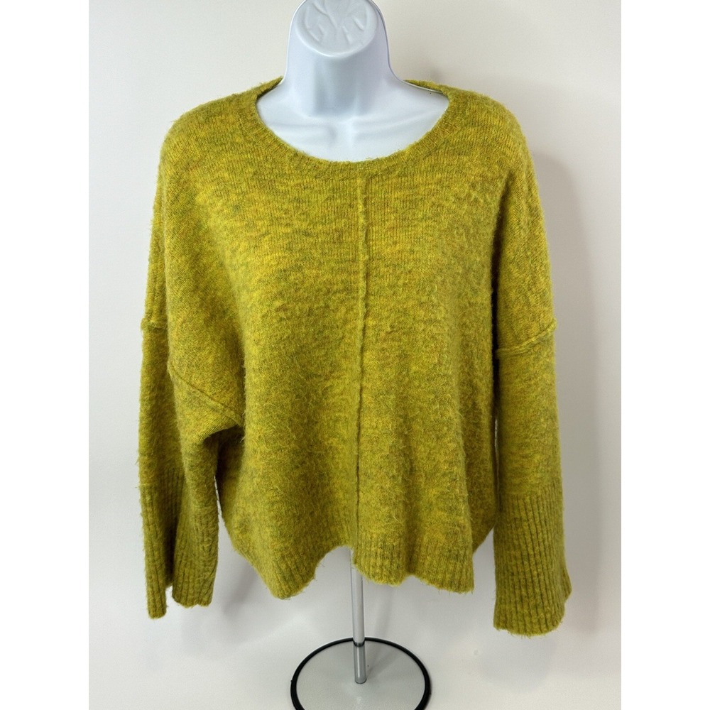 Roberta Collina Sweater Womens Small Yellow Fuzzy Comfy Pullover Mohair Blend